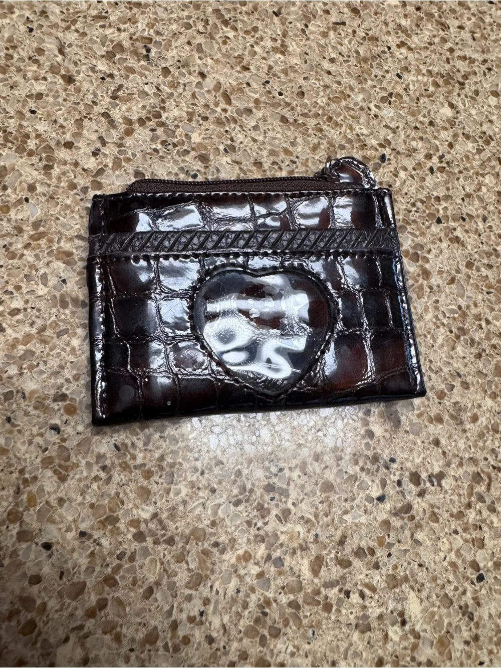 Brighton Small Brown Coin Wallet with Yellow Floral Lining